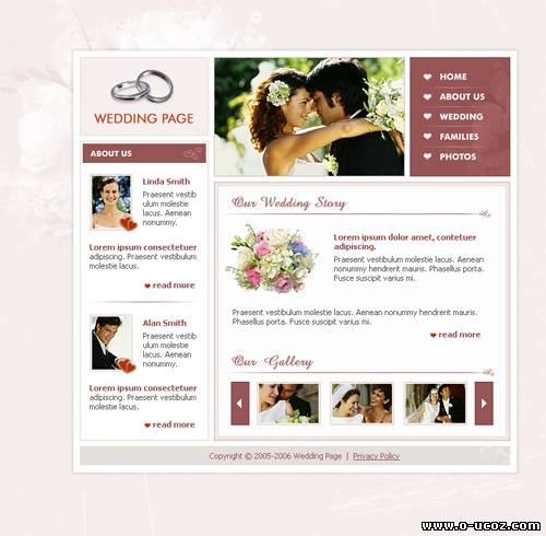 Wedding PSD шаблон для uCoz