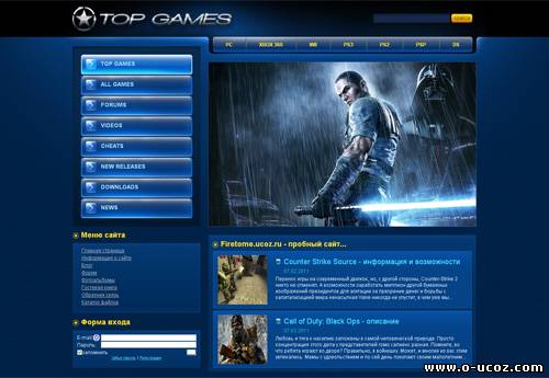 Шаблон uCoz Top Games