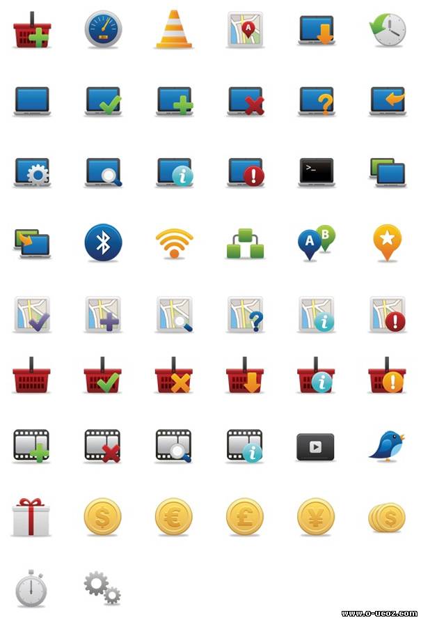 50 цветных иконок для сайта в PNG формате размером 128×128 пикселей - СКАЧАТЬ